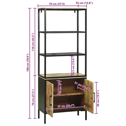 Highboard Brun 70 X 35 X 180 Cm Massivt Mangotræ - Billede 12