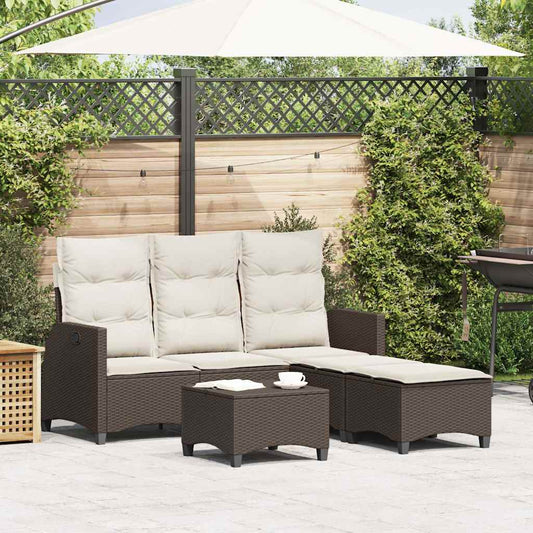 Sofasæt Til Haven 3 Dele Med Hynder L-Formet Polyrattan Brun