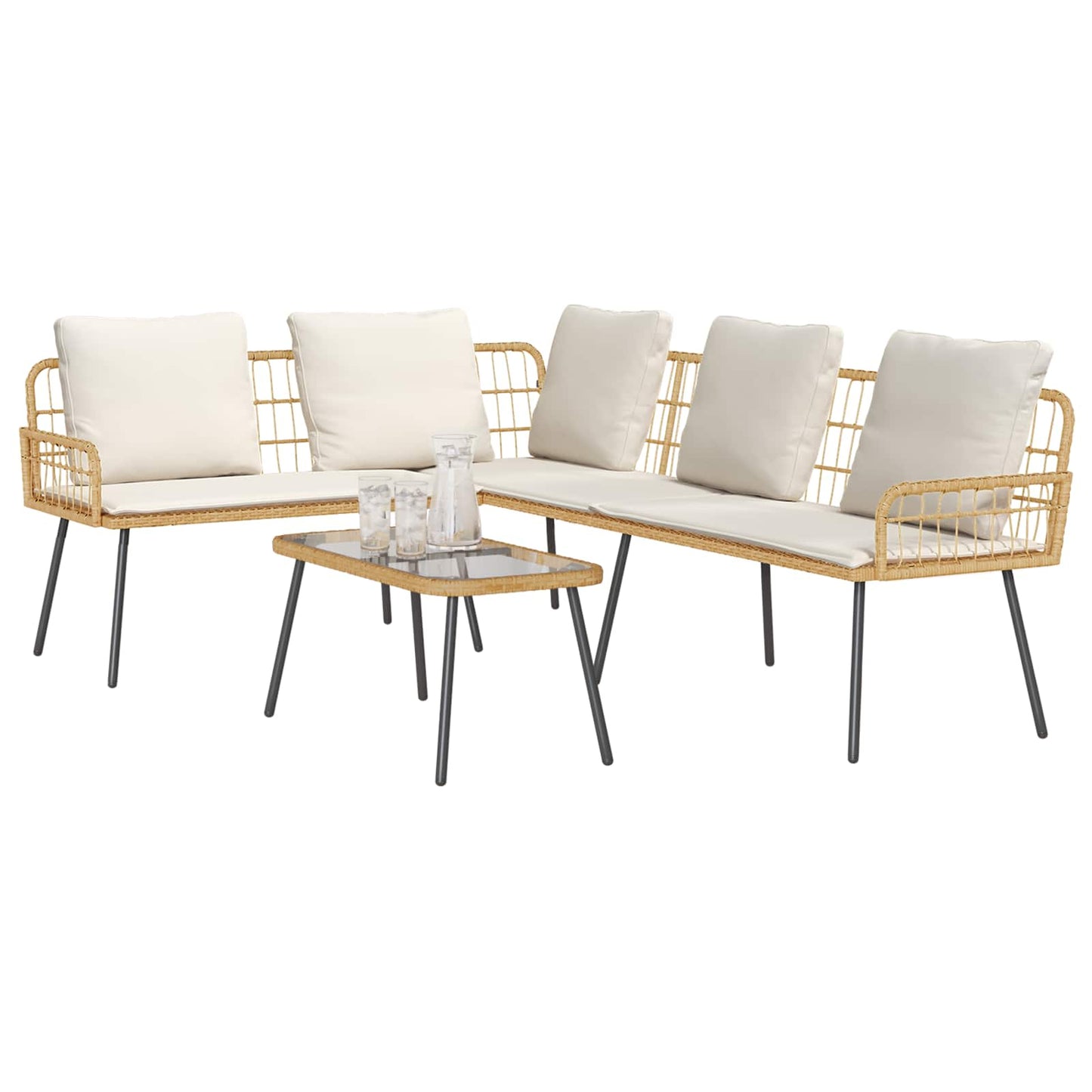 Havesofa Sæt Med Pude 2 Dele Polyrattan - Billede 3