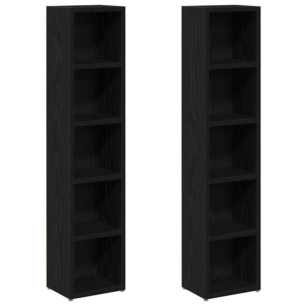 CD-reoler 2 Stk. 21x16x93,5cm Konstrueret Træ Sort Egetræsfarve - Billede 2