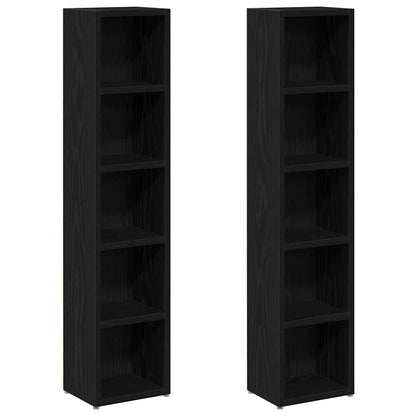 CD-reoler 2 Stk. 21x16x93,5cm Konstrueret Træ Sort Egetræsfarve - Billede 2