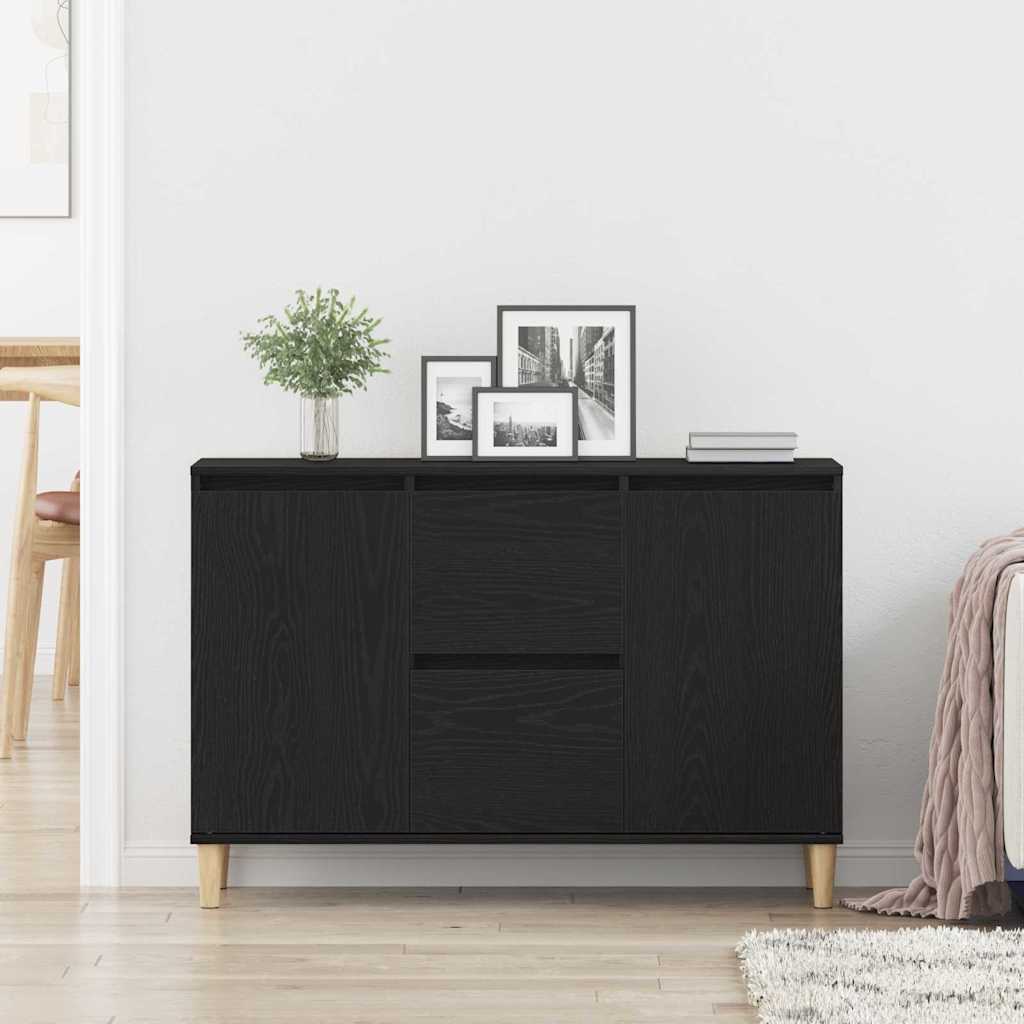 Sideboard Med Skuffe Sort 102 X 35 X 60 Cm Konstrueret Træ - Billede 4