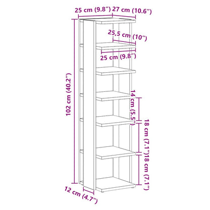 Skoskab 25x27x102 Cm Konstrueret Træ Egetræ - Billede 10