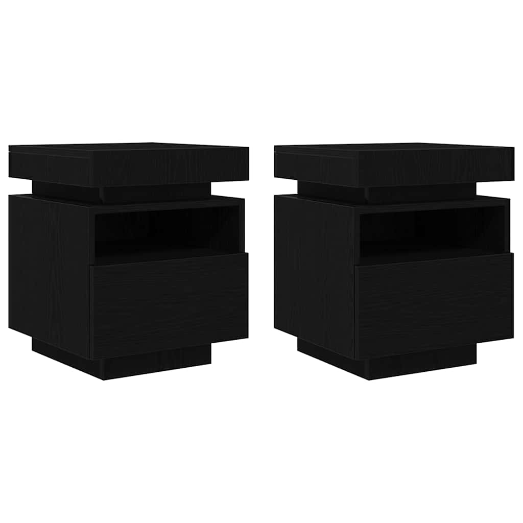 Natskab 2 Dele Sort Eg 40 X 39 X 48,5 Cm Konstrueret Træ - Billede 7