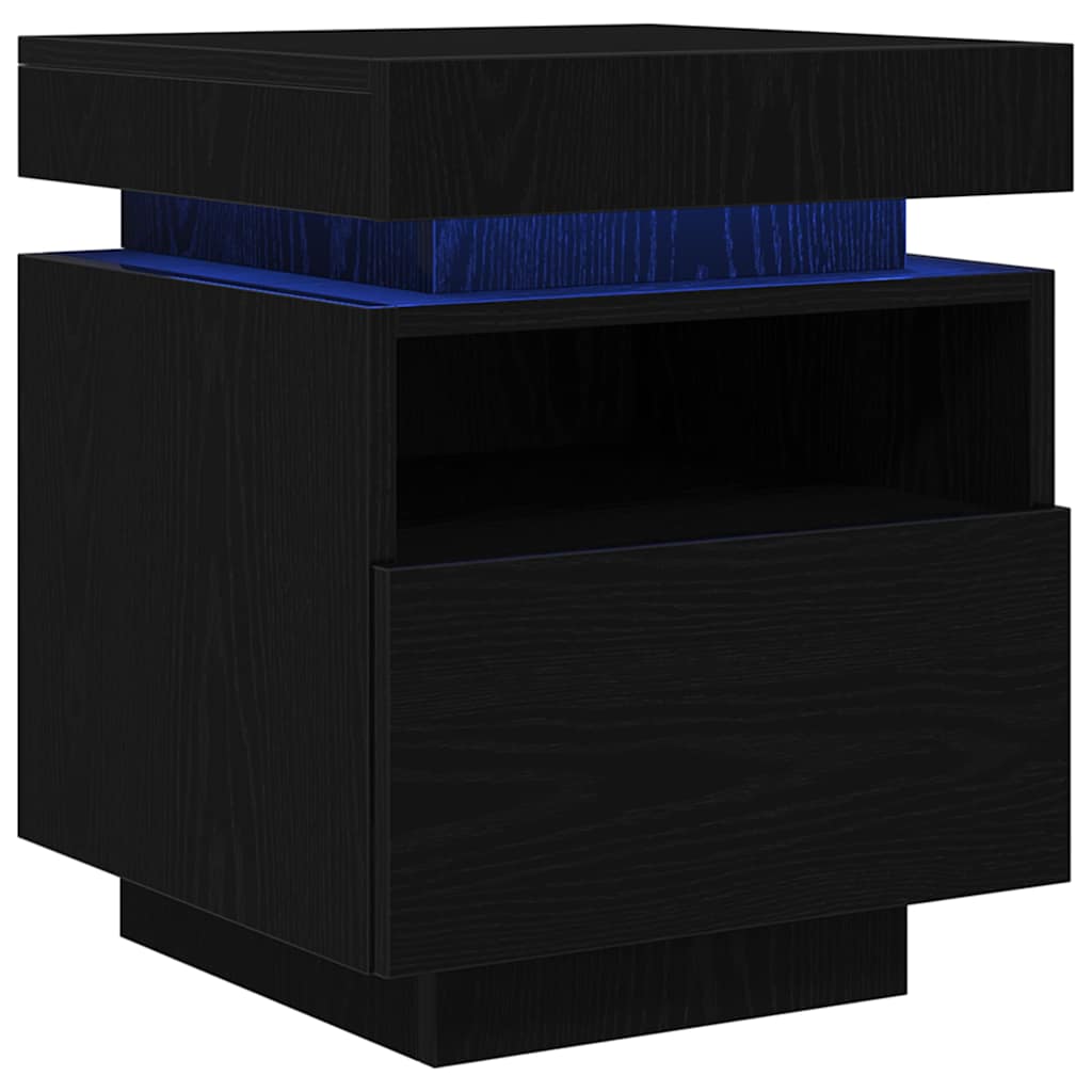 Natskab 2 Dele Sort Eg 40 X 39 X 48,5 Cm Konstrueret Træ - Billede 2
