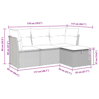 Sofasæt Til Haven 4 Dele Med Hynder Polyrattan - Billede 11