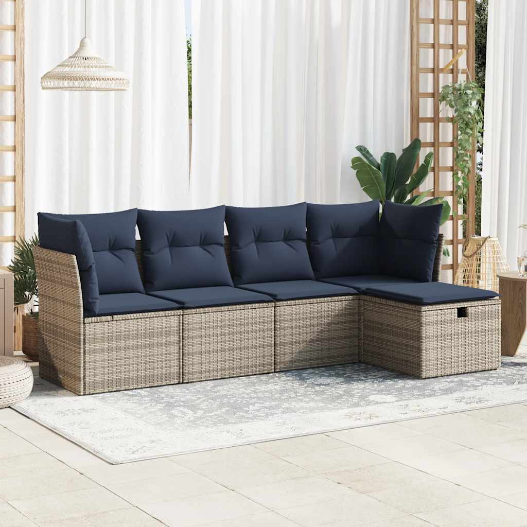 Sofasæt til Haven 5 Dele med Hynder Polyrattan Grå