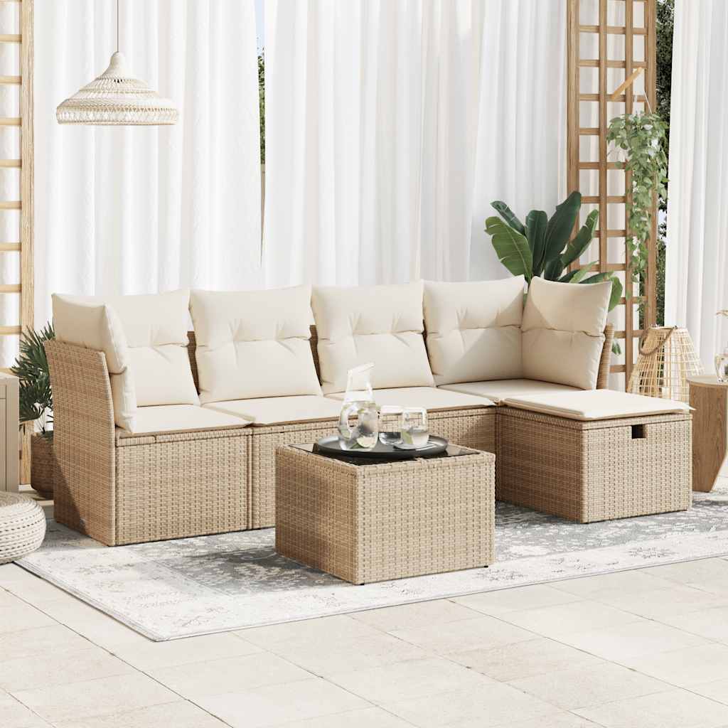 Sofasæt Til Haven 6 Dele Med Hynder Polyrattan - Hovedbillede