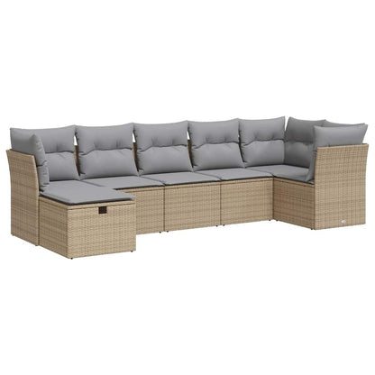 Sofasæt Til Haven 7 Dele Med Hynder Polyrattan - Billede 2