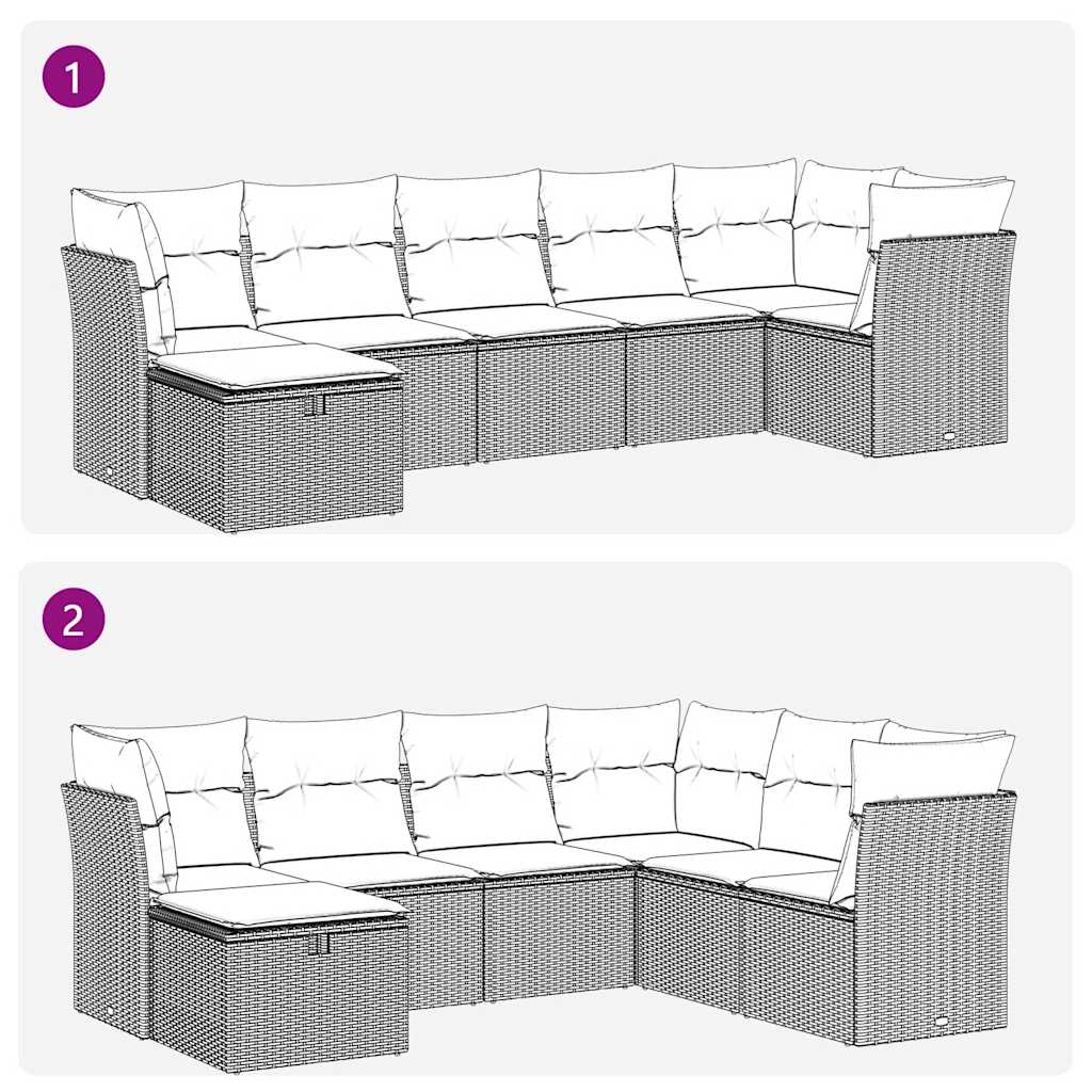 Sofasæt Til Haven 7 Dele Med Hynder Polyrattan - Billede 9