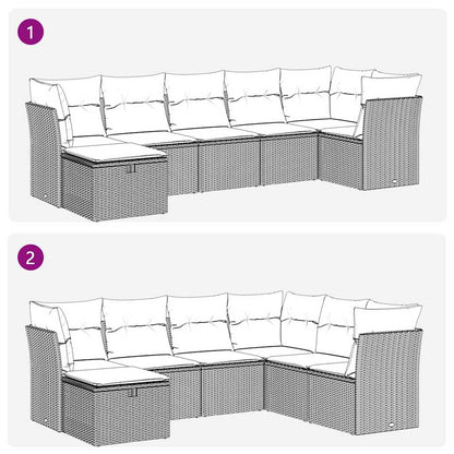 Sofasæt Til Haven 7 Dele Med Hynder Polyrattan - Billede 9
