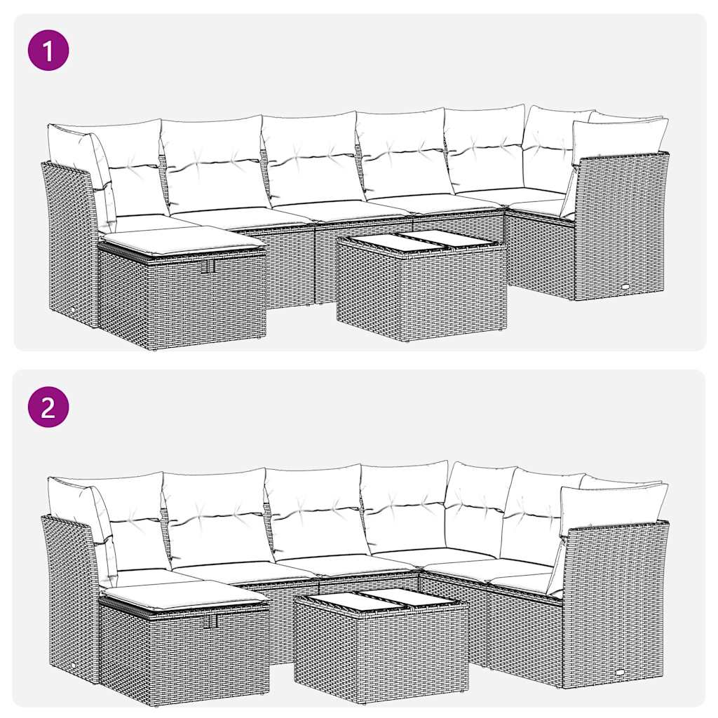 Sofasæt Til Haven 8 Dele Med Hynder Polyrattan - Billede 10