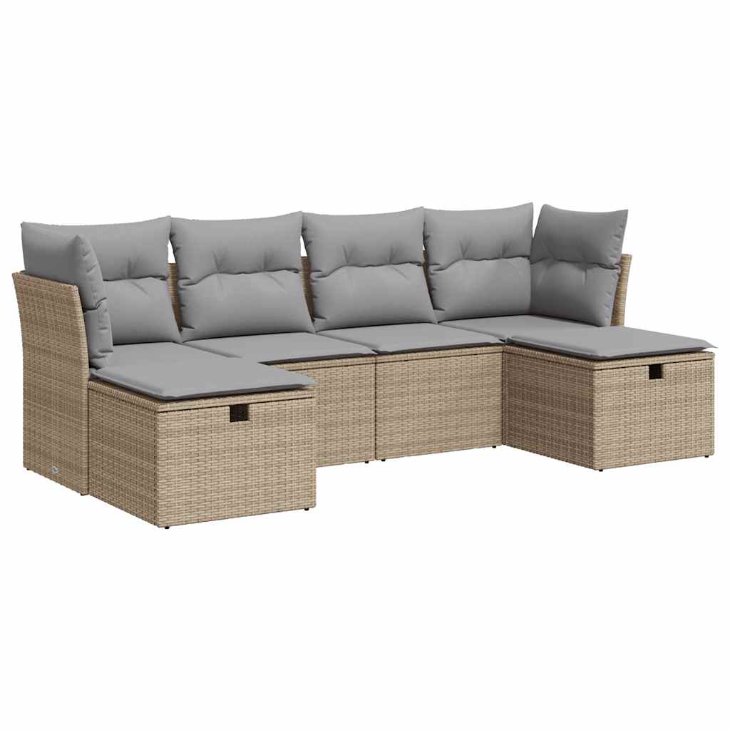 Sofasæt Til Haven 6 Dele Med Hynder Polyrattan - Billede 2