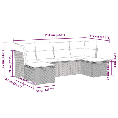 Sofasæt Til Haven 6 Dele Med Hynder Polyrattan - Billede 11