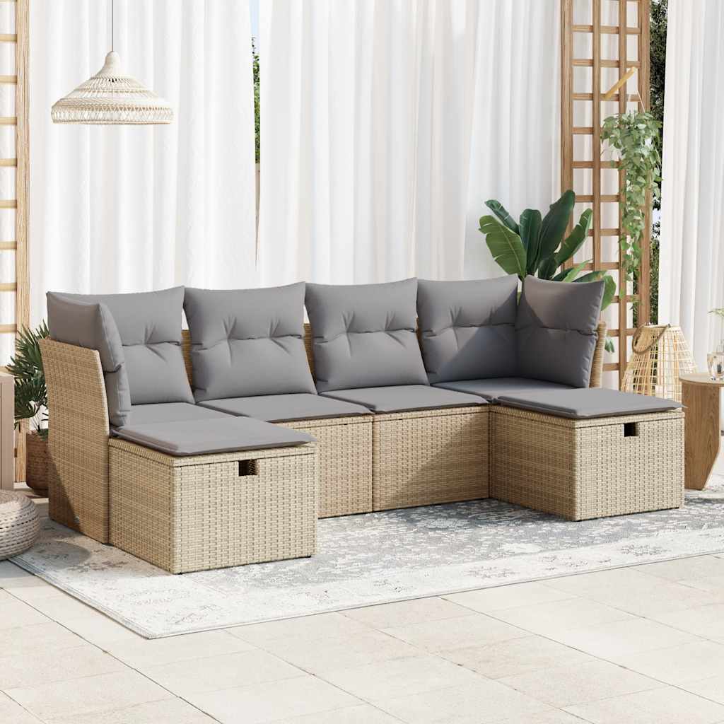 Sofasæt Til Haven 6 Dele Med Hynder Polyrattan - Hovedbillede