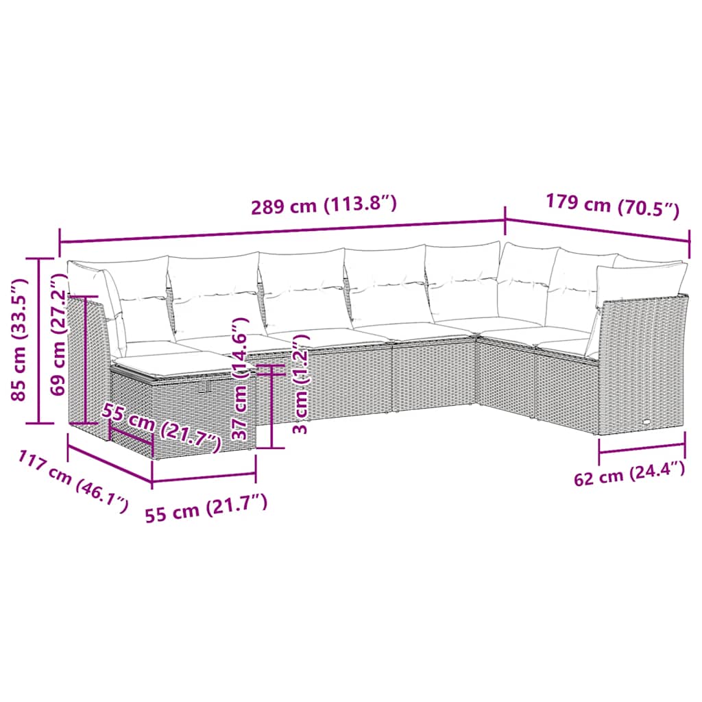 Sofasæt Til Haven 8 Dele Med Hynder Polyrattan - Billede 11