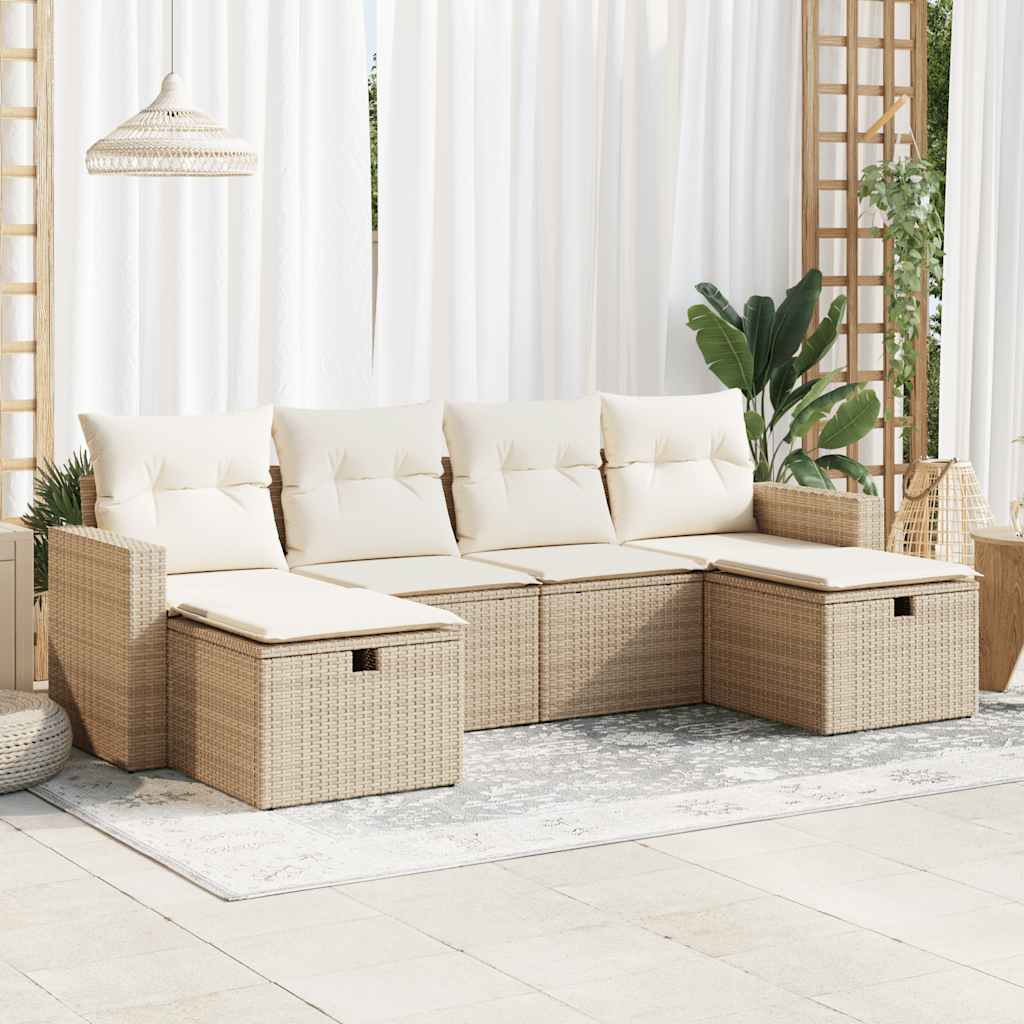 Sofasæt Til Haven 6 Dele Med Hynder Polyrattan - Hovedbillede