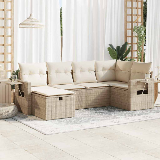 Sofasæt Til Haven 6 Dele Med Hynder Polyrattan - Hovedbillede
