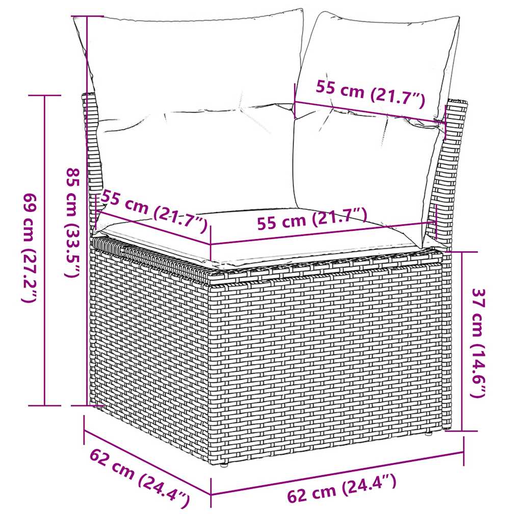Sofasæt Til Haven 7 Dele Med Hynder Polyrattan - Billede 17