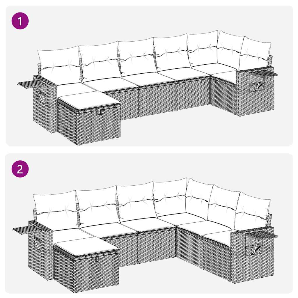 Sofasæt Til Haven 7 Dele Med Hynder Polyrattan - Billede 11
