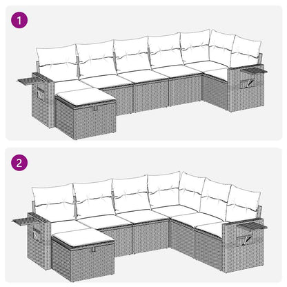 Sofasæt Til Haven 7 Dele Med Hynder Polyrattan - Billede 11