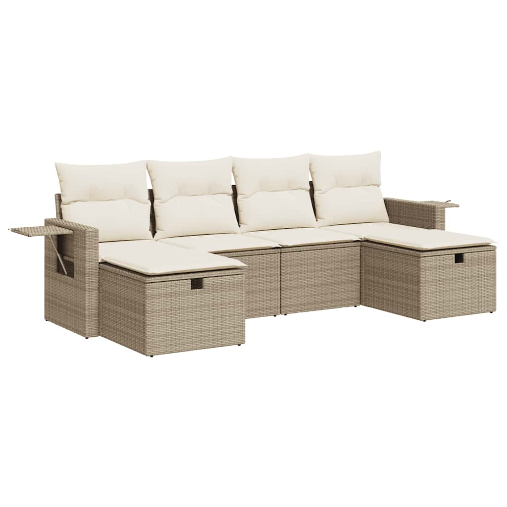 Sofasæt Til Haven 6 Dele Med Hynder Polyrattan - Billede 2