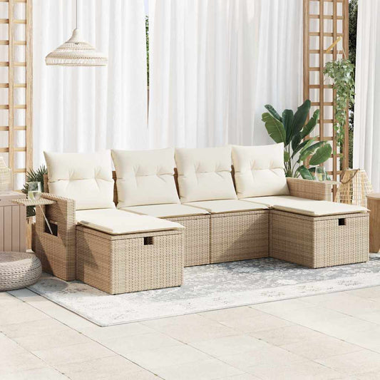Sofasæt Til Haven 6 Dele Med Hynder Polyrattan - Hovedbillede