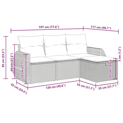 Sofasæt Til Haven 4 Dele Med Hynder Polyrattan - Billede 11