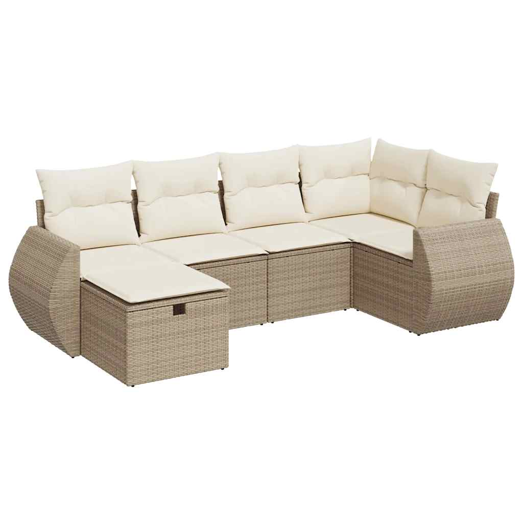 Sofasæt Til Haven 6 Dele Med Hynder Polyrattan - Billede 2