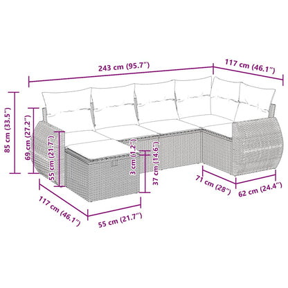 Sofasæt Til Haven 6 Dele Med Hynder Polyrattan - Billede 13