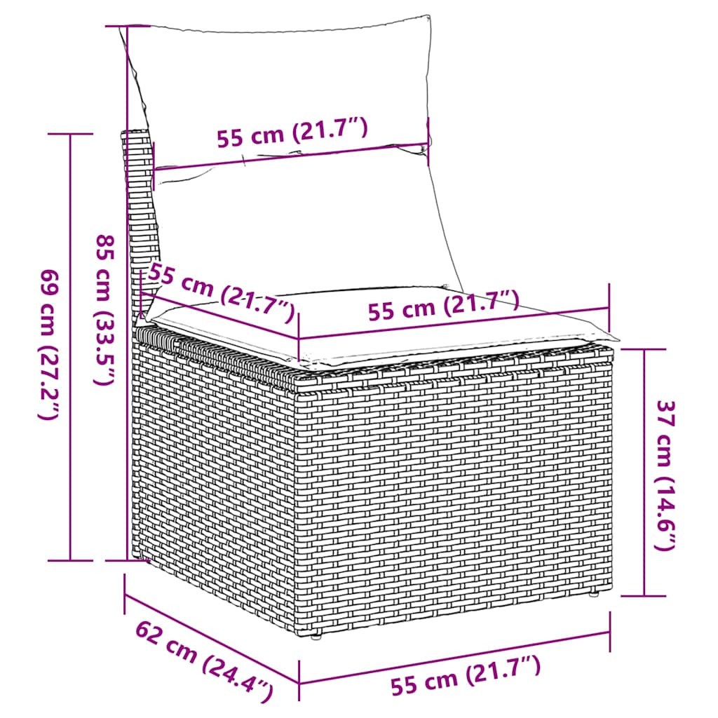 Sofasæt Til Haven 6 Dele Med Hynder Polyrattan - Billede 14