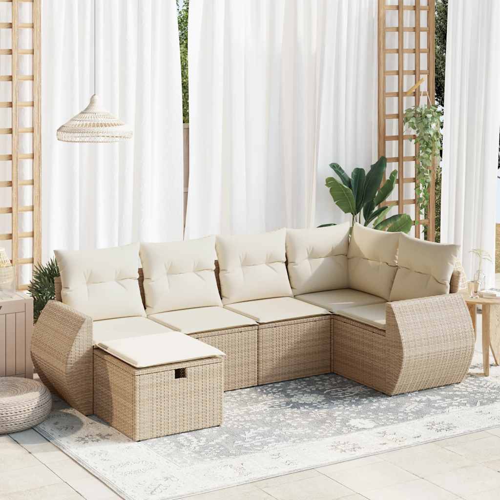 Sofasæt Til Haven 6 Dele Med Hynder Polyrattan - Hovedbillede