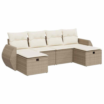 Sofasæt Til Haven 6 Dele Med Hynder Polyrattan - Billede 2