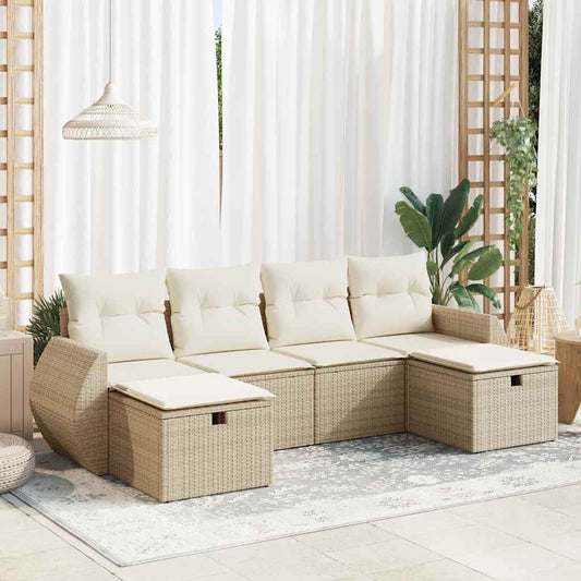Sofasæt Til Haven 6 Dele Med Hynder Polyrattan - Hovedbillede