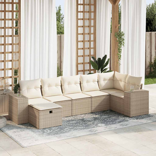 Sofasæt Til Haven 7 Dele Med Hynder Polyrattan - Hovedbillede