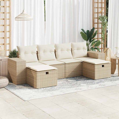 Sofasæt Til Haven 6 Dele Med Hynder Polyrattan - Hovedbillede
