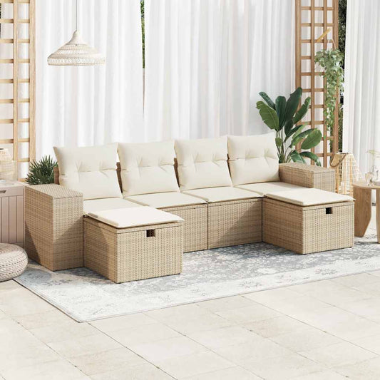 Sofasæt Til Haven 6 Dele Med Hynder Polyrattan - Hovedbillede