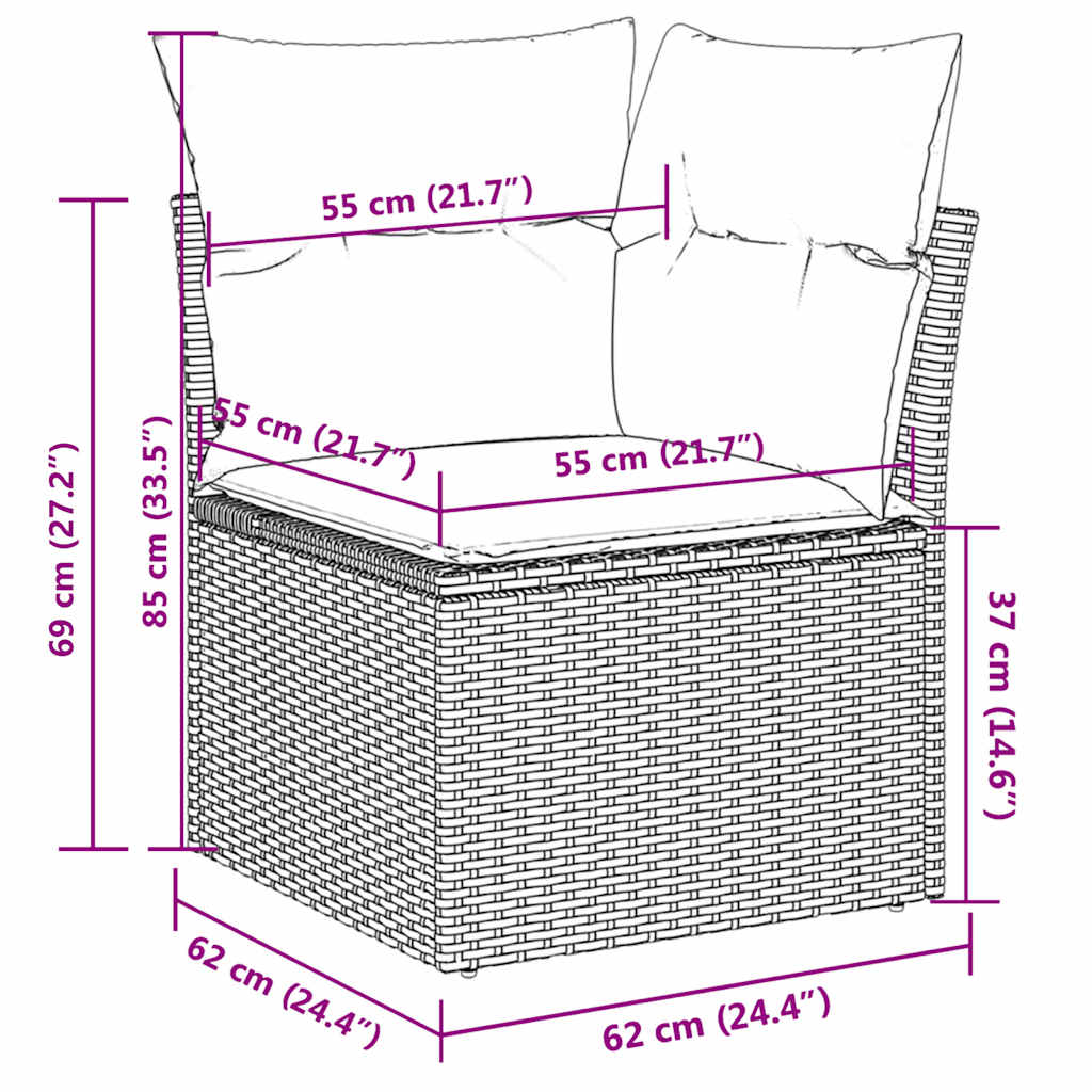 Sofasæt Til Haven 8 Dele Med Hynder Polyrattan - Billede 17