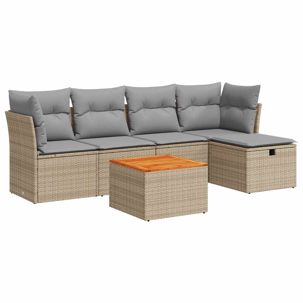 Sofasæt Til Haven 6 Dele Med Hynder Polyrattan - Billede 2