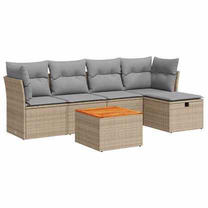 Sofasæt Til Haven 6 Dele Med Hynder Polyrattan - Billede 2