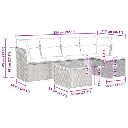 Sofasæt Til Haven 6 Dele Med Hynder Polyrattan - Billede 12