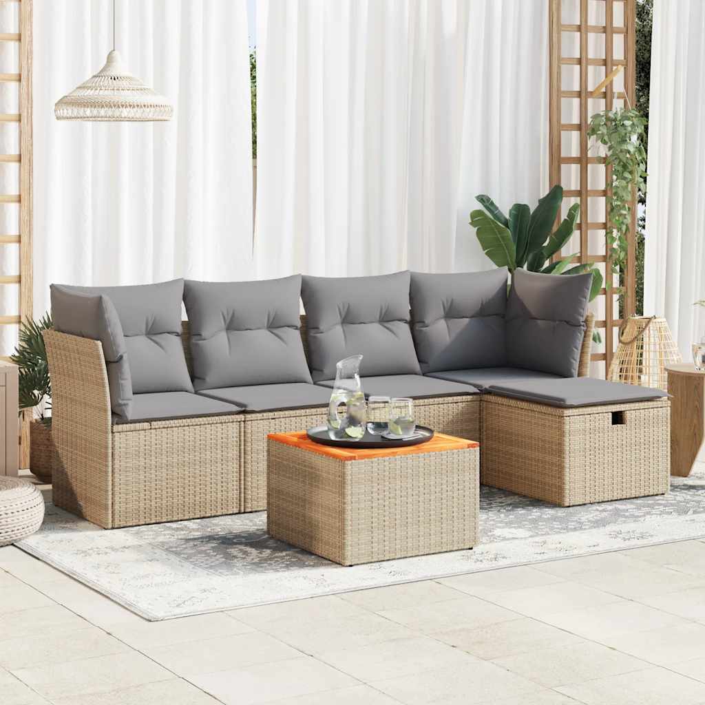 Sofasæt Til Haven 6 Dele Med Hynder Polyrattan - Hovedbillede