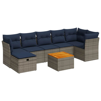 Sofasæt til Haven 8 Dele med Hynder Polyrattan Grå - billede 2