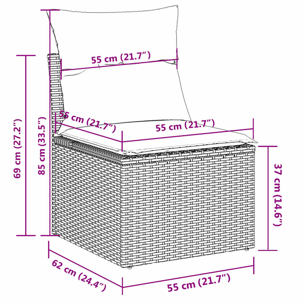 Sofasæt til Haven 8 Dele med Hynder Polyrattan Grå - billede 12