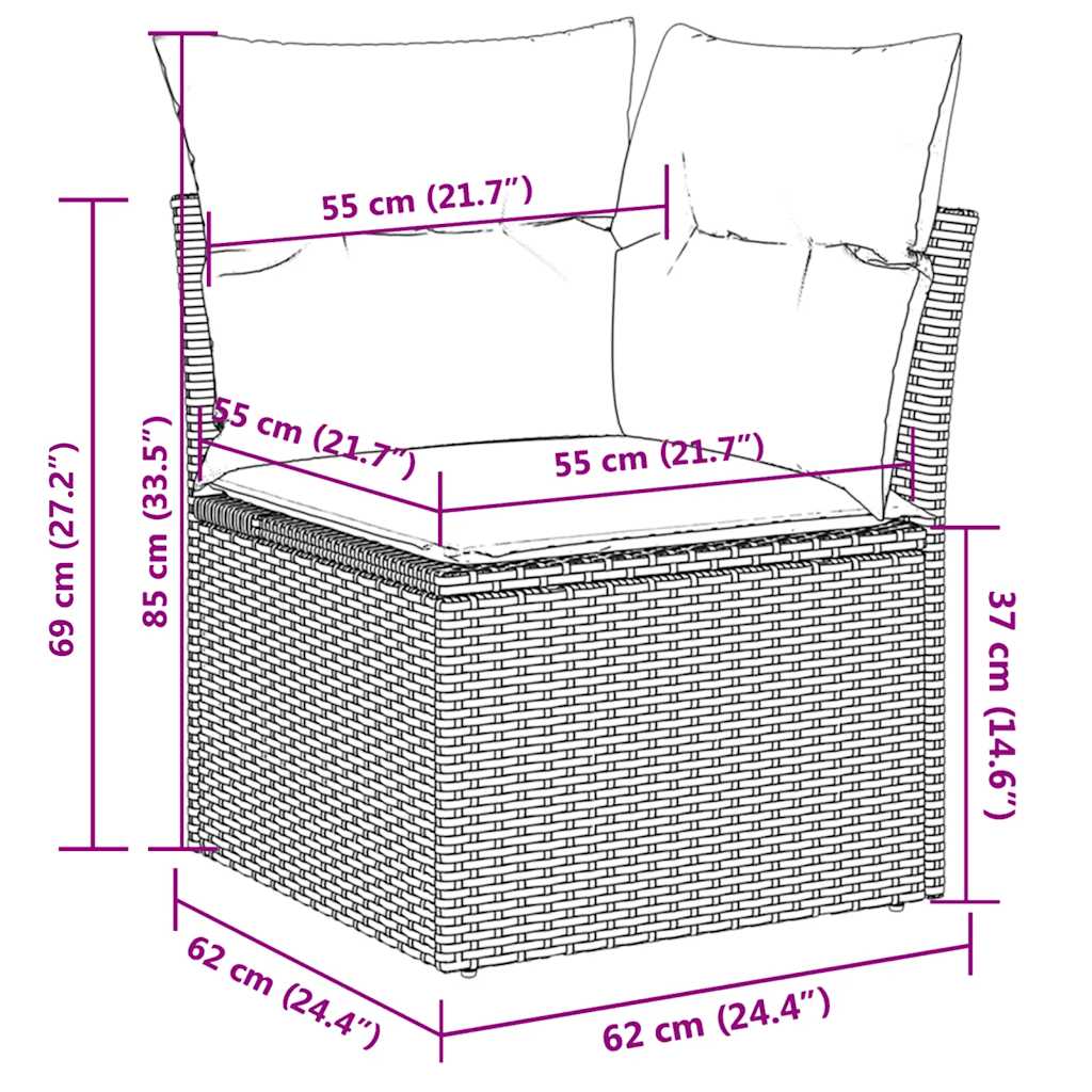 Sofasæt til Haven 8 Dele med Hynder Polyrattan Grå - billede 13