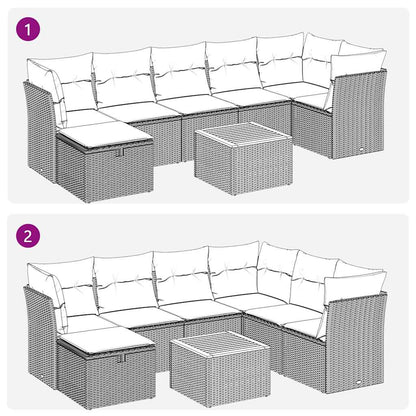 Sofasæt til Haven 8 Dele med Hynder Polyrattan Grå - billede 10