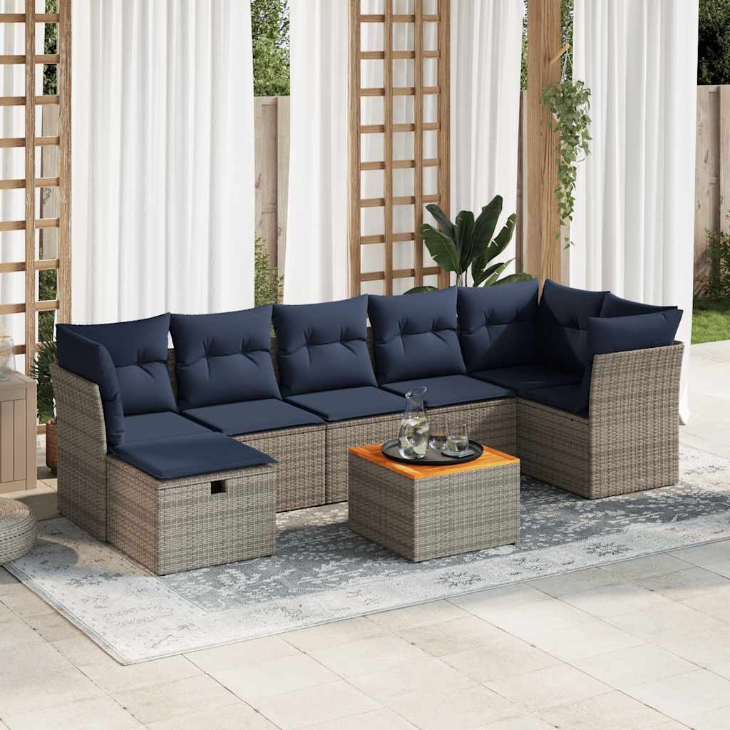 Sofasæt til Haven 8 Dele med Hynder Polyrattan Grå - hovedbillede