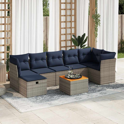 Sofasæt til Haven 8 Dele med Hynder Polyrattan Grå - hovedbillede