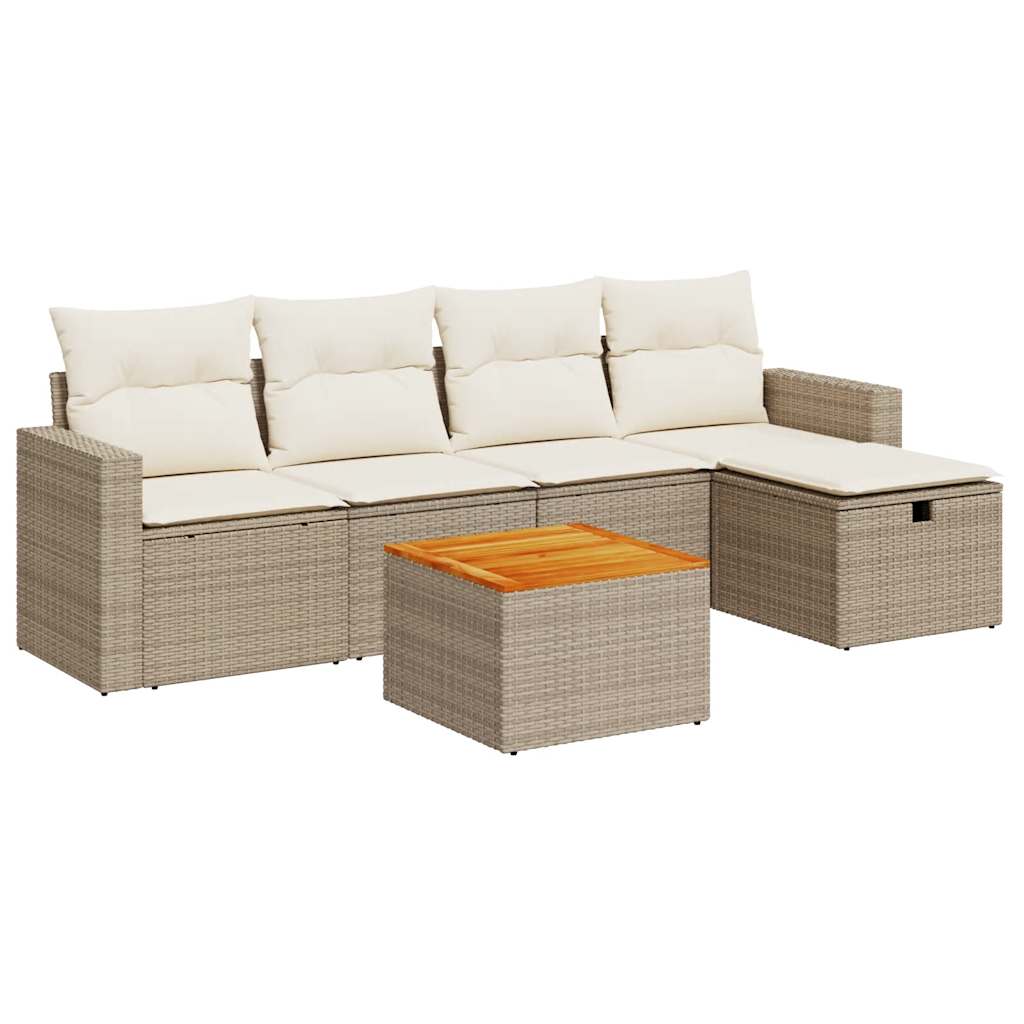 Sofasæt Til Haven 6 Dele Med Hynder Polyrattan - Billede 2