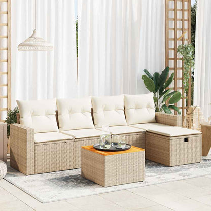 Sofasæt Til Haven 6 Dele Med Hynder Polyrattan - Hovedbillede